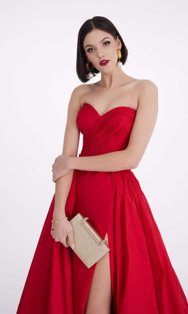 gorsetowa czerwona suknia