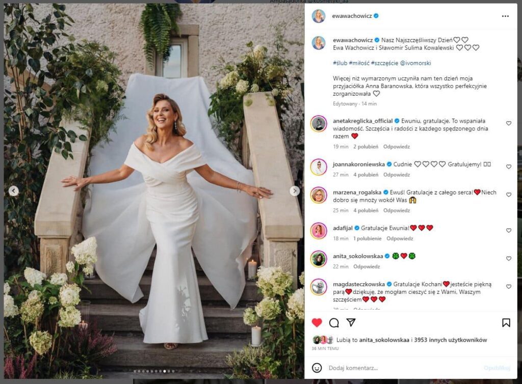 Ewa Wachowicz w sukni ślubnej najlepsze stylizacje września