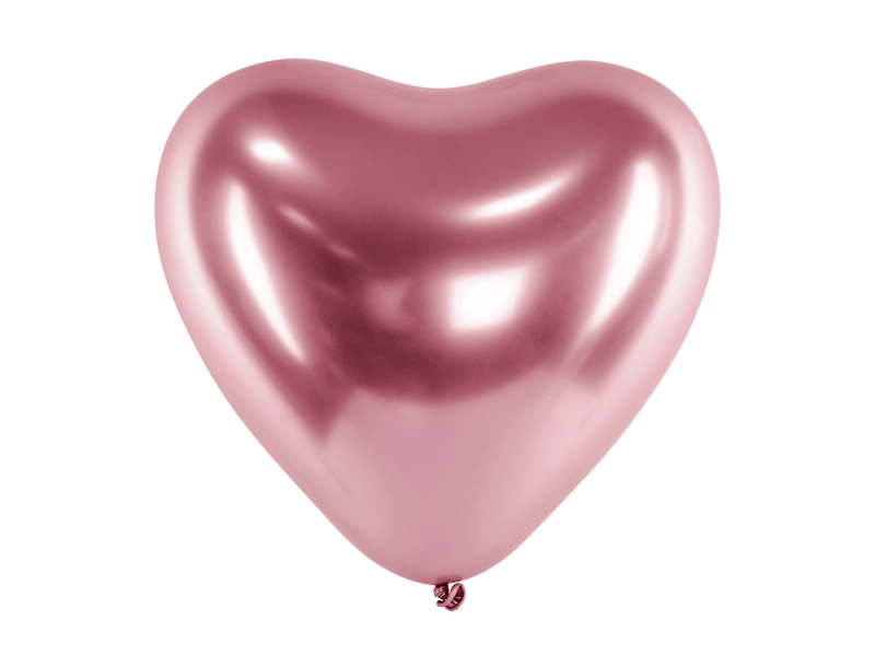 Różowy balon w kształcie serca, gładka powierzchnia, dekoracja na przyjęcia i romantyczne okazje.